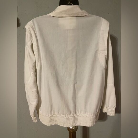 Vintage Retro 1980s Dawn lightweight white medium cotton blend canvas jacket - Picture 14 of 15